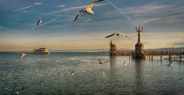 Bodensee Panorama mit Sonnenuntergangsstimmung